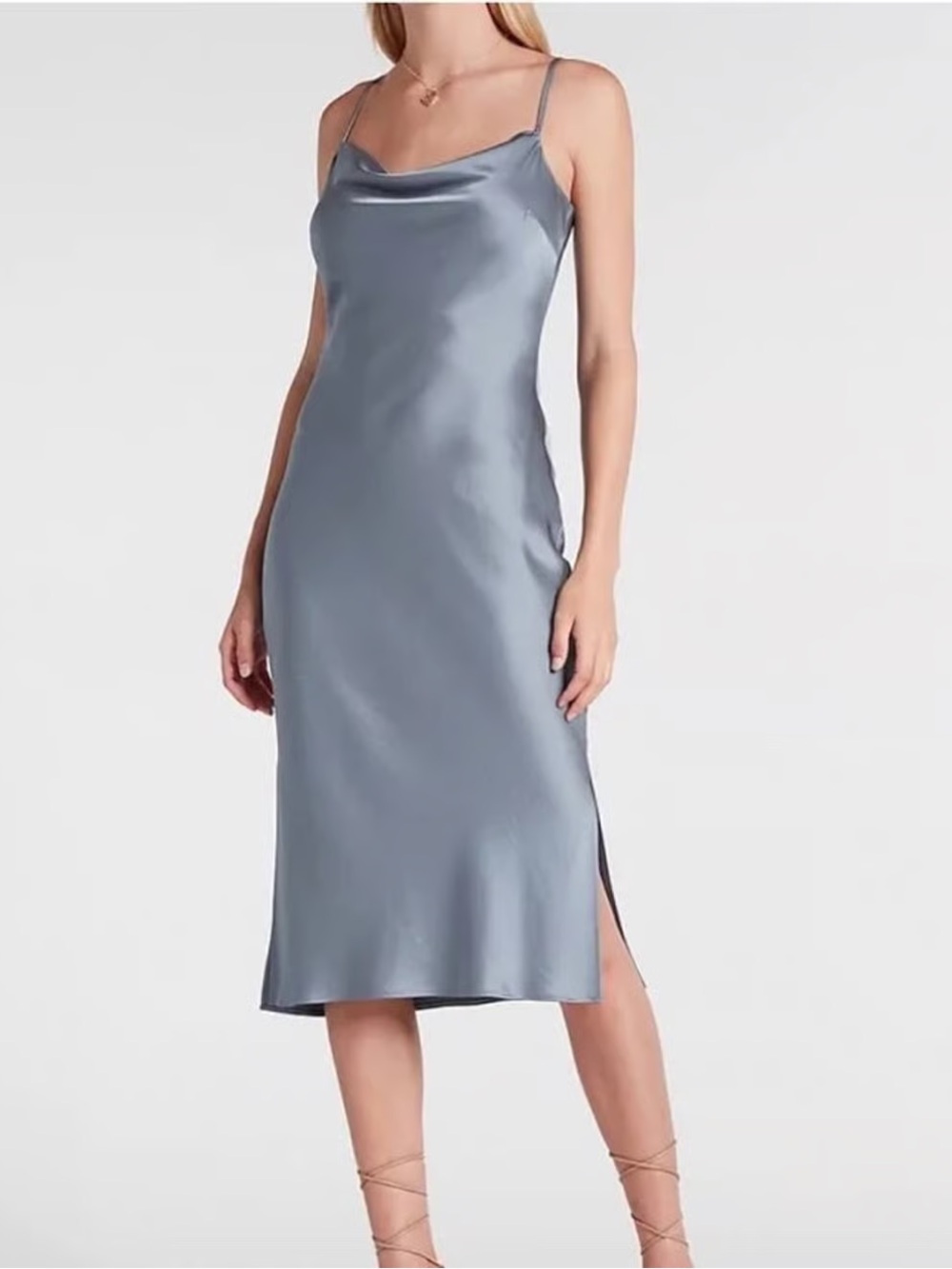 Express Slate Gray Satin Slip Dress